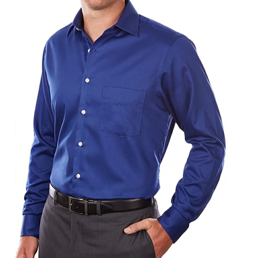 Van Heusen Dress Shirt Lux Sateen Blue Velvet